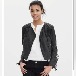 Goat skin Banana Republic Fringe Leather Jacket